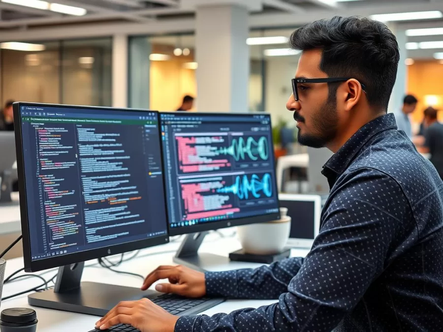 AI professional working with machine learning models representing Skills Indian Employers Want 2025