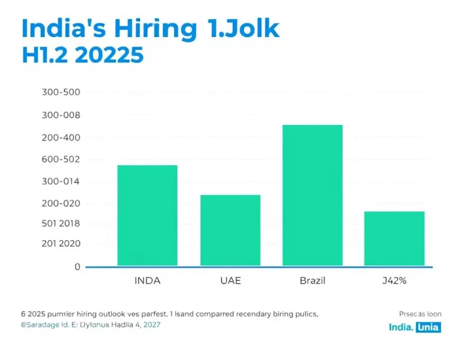 Chart showing India's hiring outlook compared to other countries for H2 2025