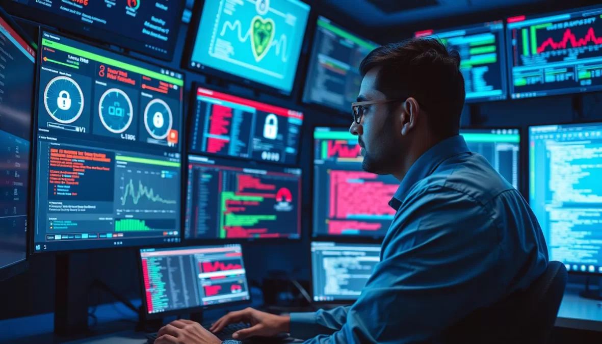 Cybersecurity Specialist monitoring security systems, one of the Fastest-Growing Jobs in India 2025