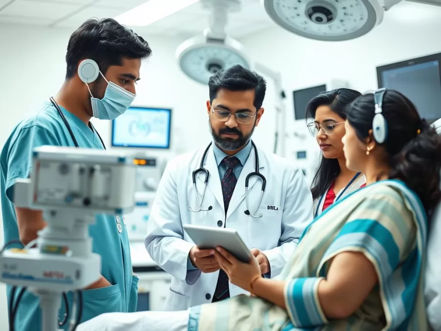 Healthcare professionals using advanced medical technology in India
