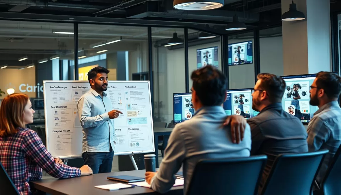 Product Manager leading a team meeting, one of the Fastest-Growing Jobs in India 2025