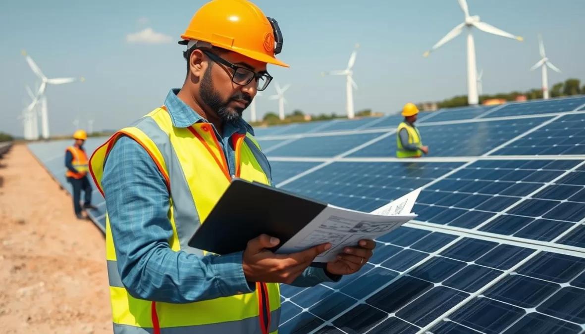 Renewable Energy Specialist working with solar panels, one of the Fastest-Growing Jobs in India 2025