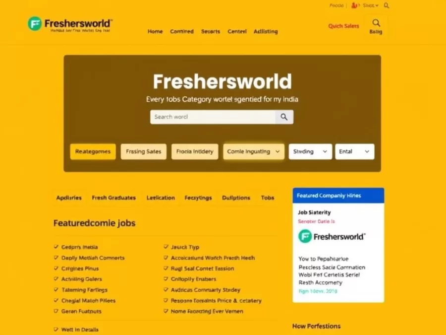 Freshersworld website showing job listings specifically for freshers in India