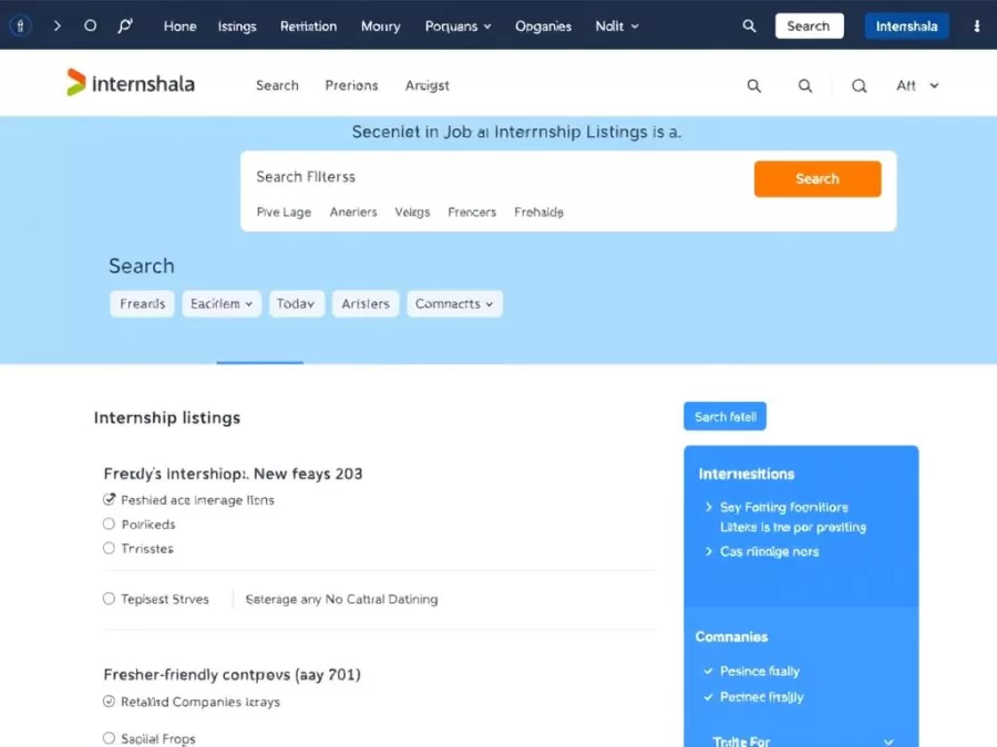 Internshala website interface showing job listings for freshers in India