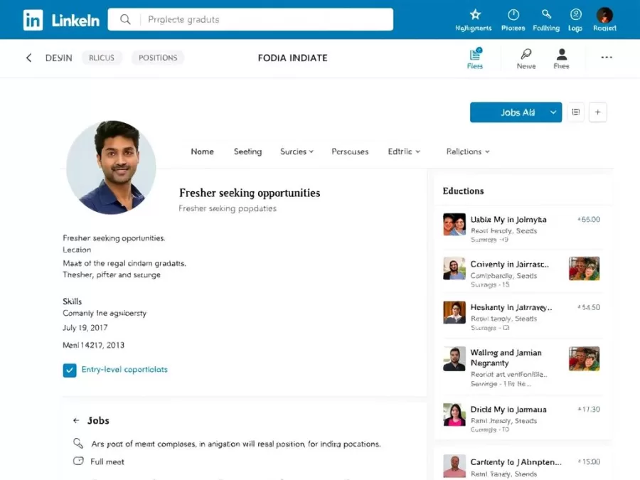 LinkedIn profile optimized for freshers searching for jobs in India