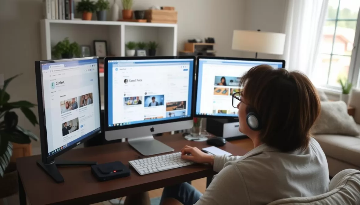 Content moderator reviewing online content from home for low income work from home jobs 2026