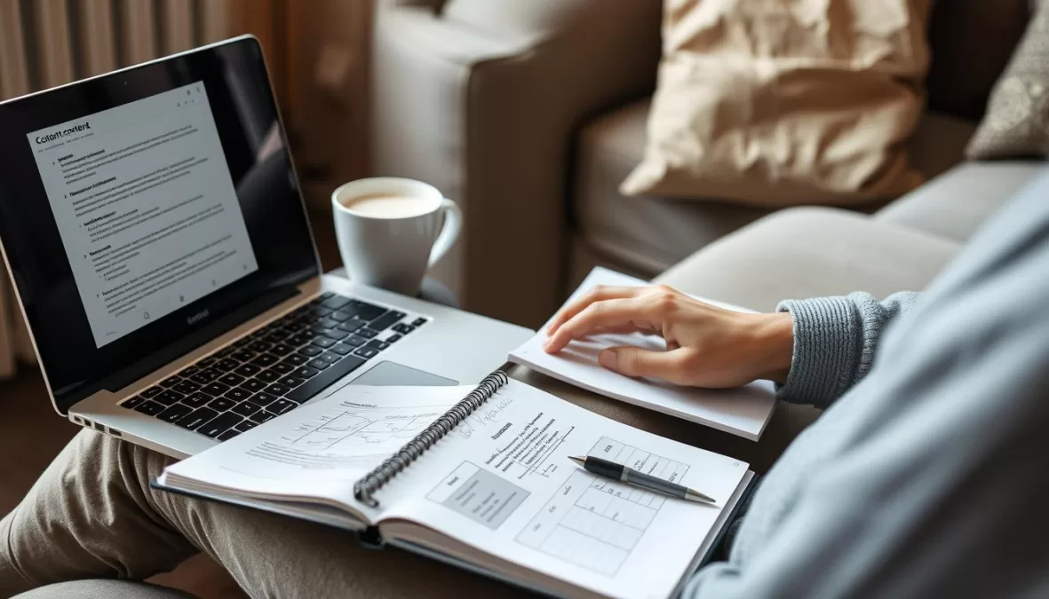 Content writer creating blog posts from home office for low income work from home jobs 2026