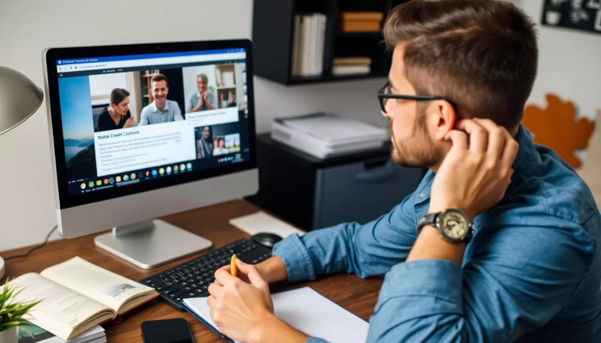 Person developing skills for career advancement in remote work for low income work from home jobs 2026