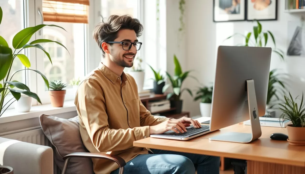 Person successfully working from home with professional setup for low income work from home jobs 2026