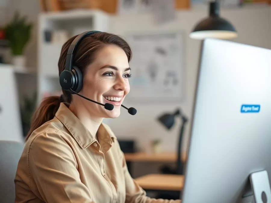 Remote customer service representative with headset working from home for low income work from home jobs 2026