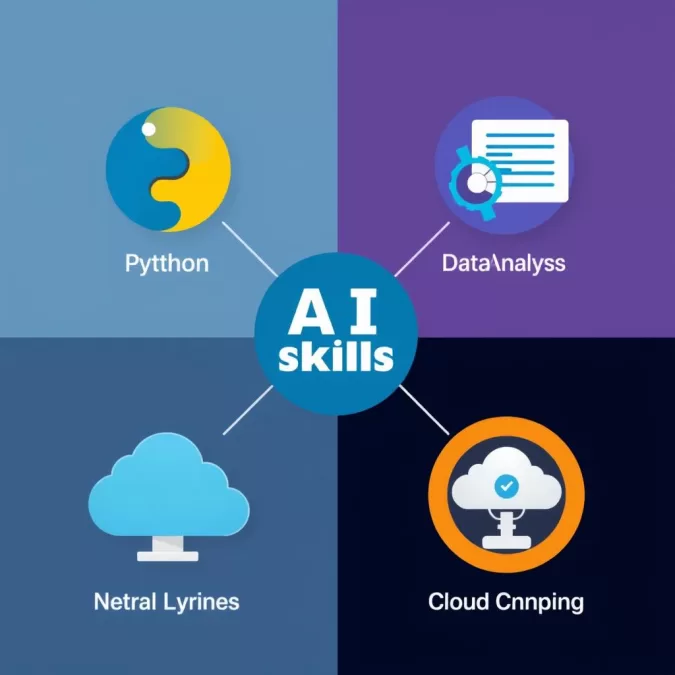 Visual representation of technical skills needed for AI jobs for freshers