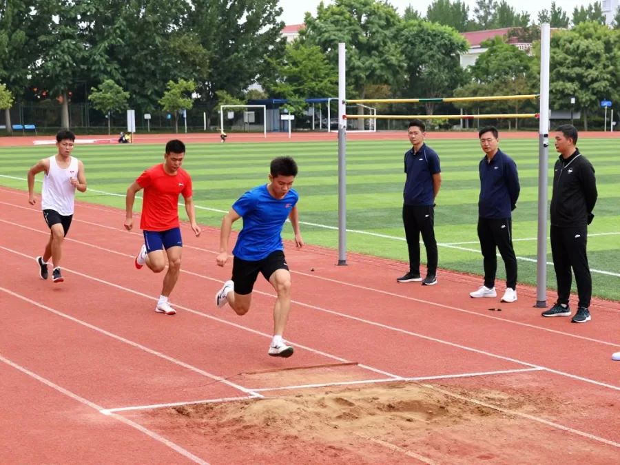 Candidates practicing for Physical Efficiency Test for railway job vacancy 2026 12th pass