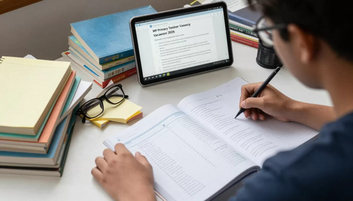 Student preparing for MP Primary Teacher Vacancy 2026 examination