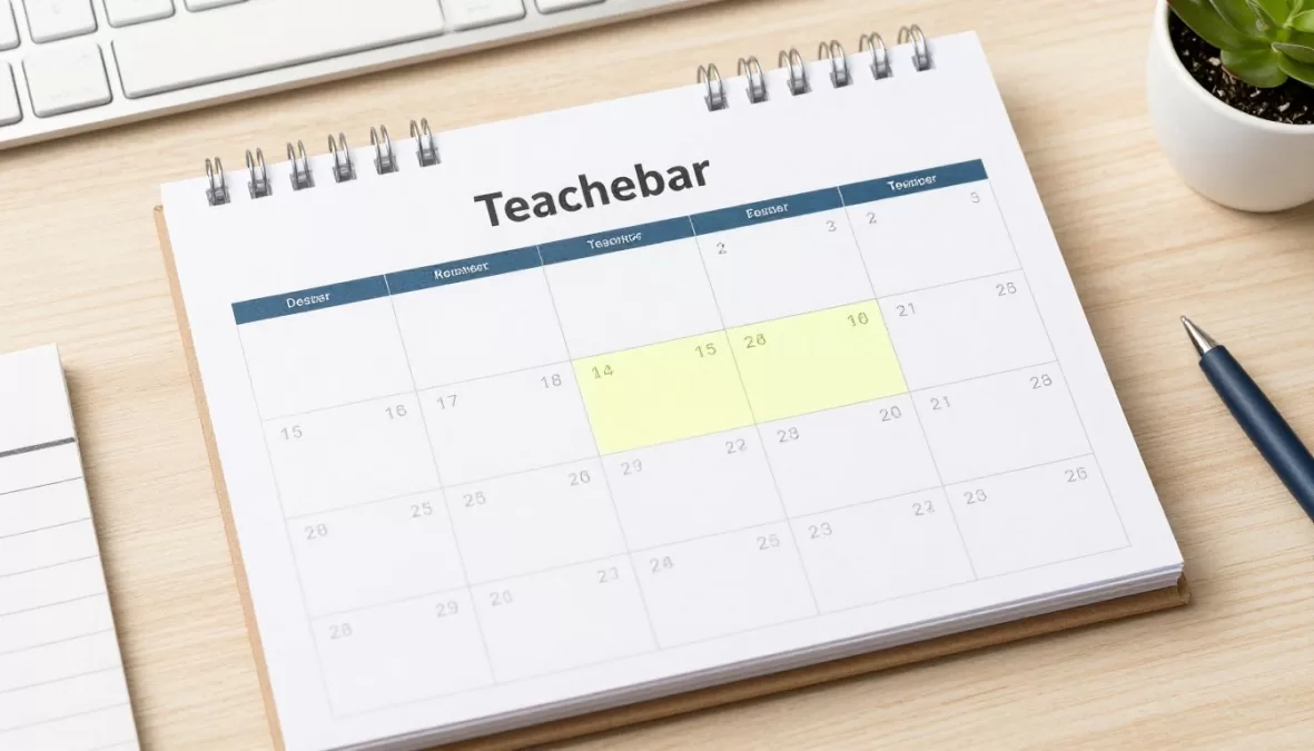 Calendar marking important teacher job application deadlines