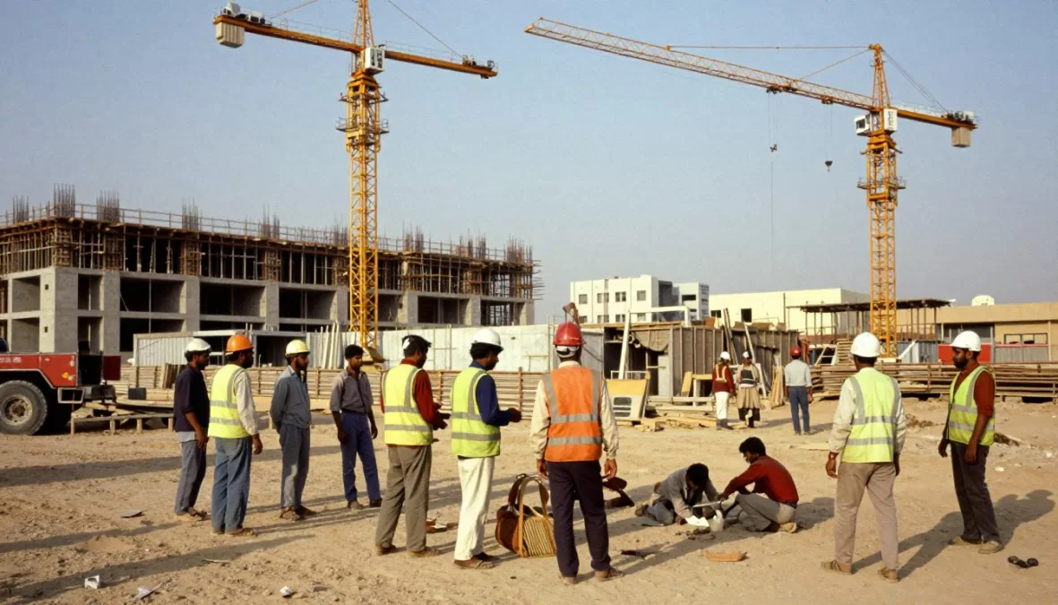 Indian construction workers Gulf states Middle East employment