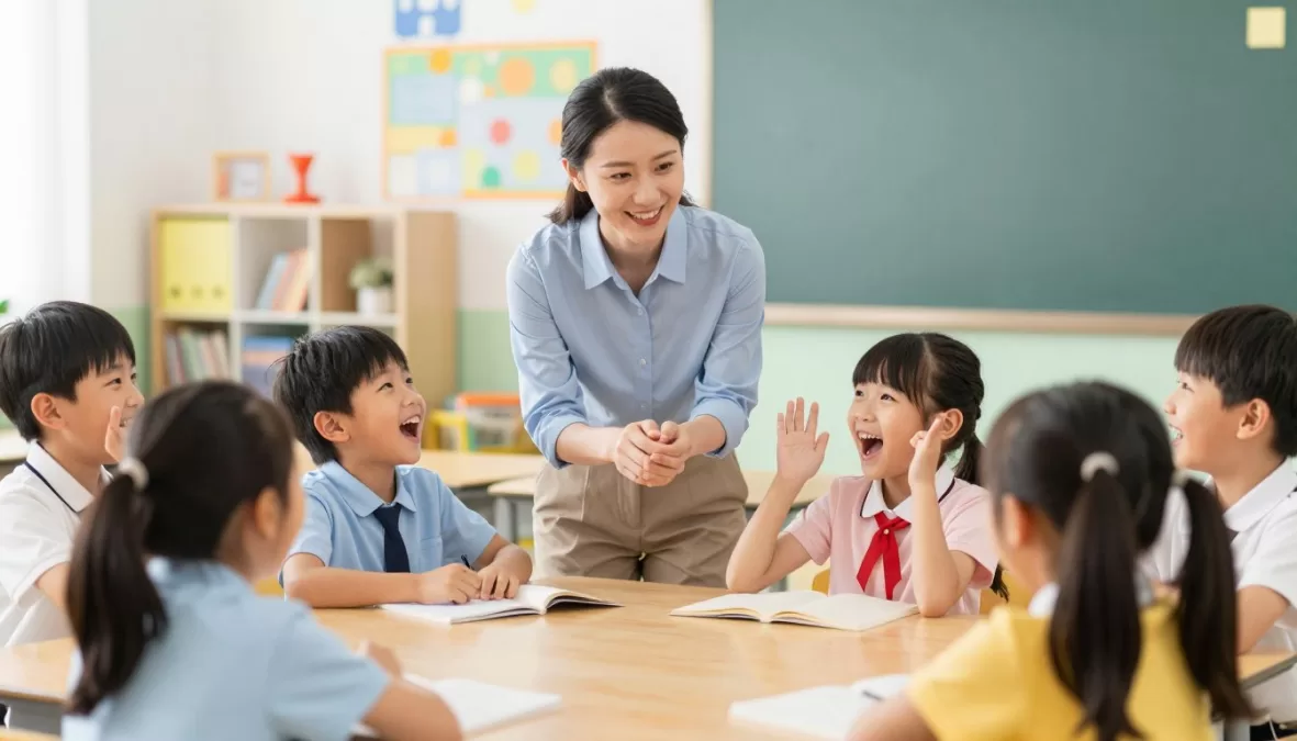 Teacher celebrating student achievement moment