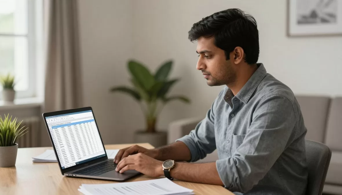 Data entry specialist working with spreadsheets and organized data files