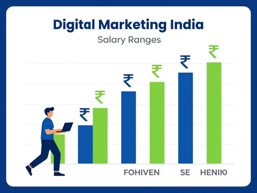 Salary range chart for digital marketing specialists in India