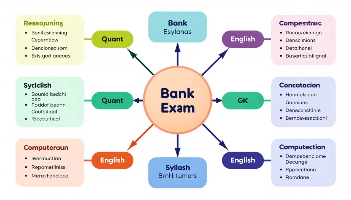 Bank exam syllabus mind map diagram