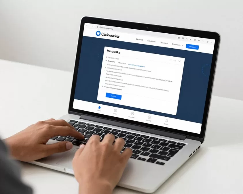 Clickworker platform interface showing microtask data entry opportunities