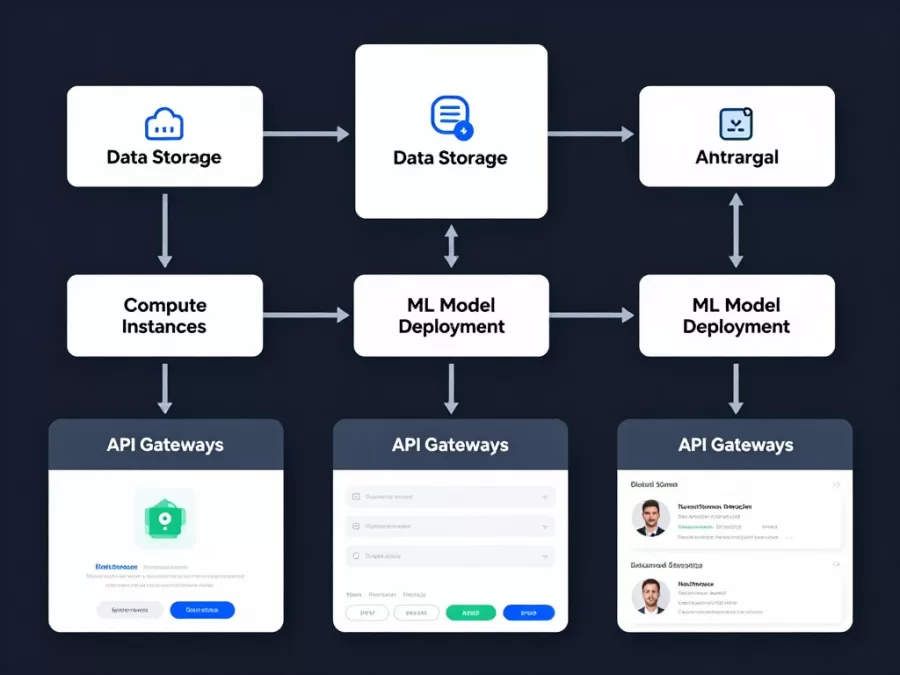 Cloud computing architecture for AI applications showing distributed systems