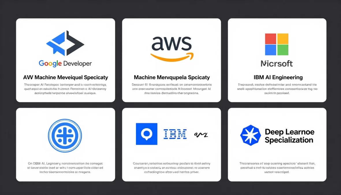 Collection of prestigious AI certifications from leading technology companies