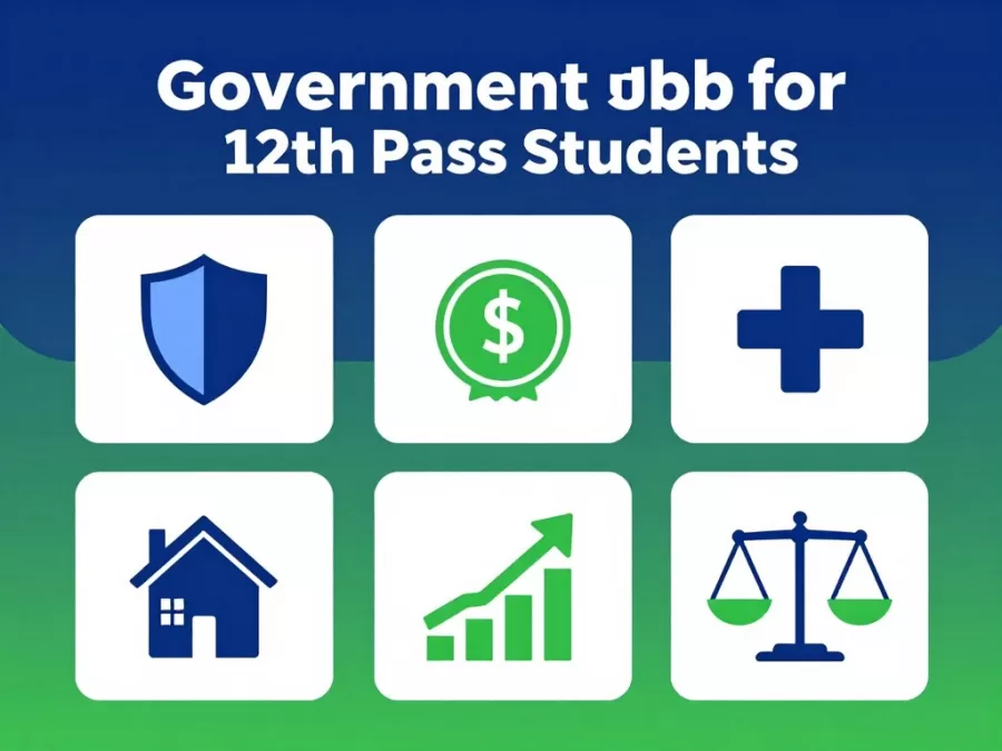 Comparison chart showing government job benefits including pension, medical insurance, job security for 12th pass students