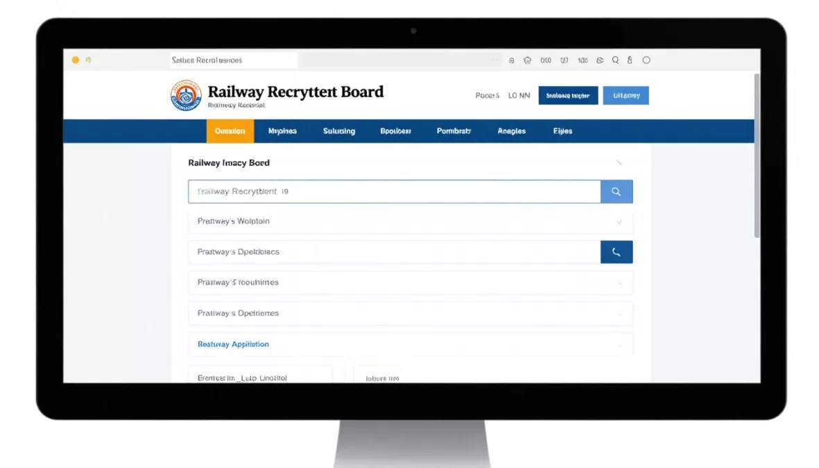 Computer screen showing RRB online application form interface
