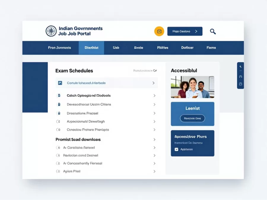 Computer screen showing government job application portal interface
