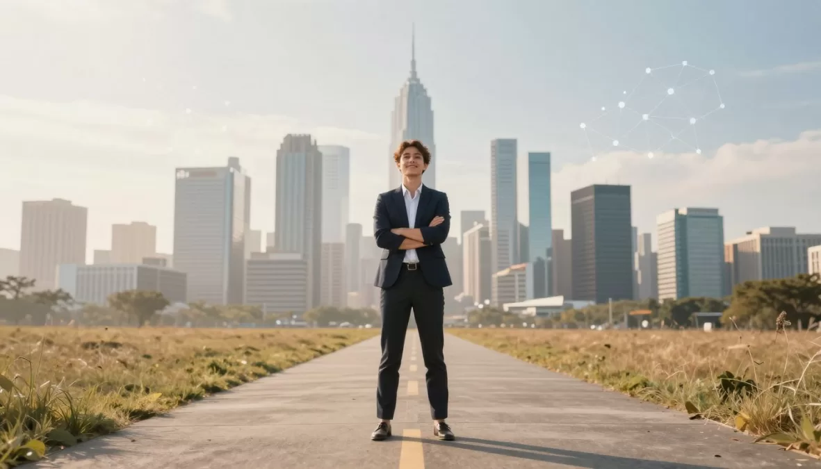 Confident fresh graduate ready to start successful AI career journey