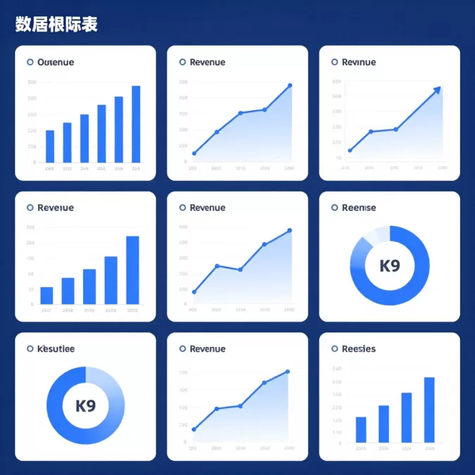Data analysis dashboard with charts and graphs showing business metrics