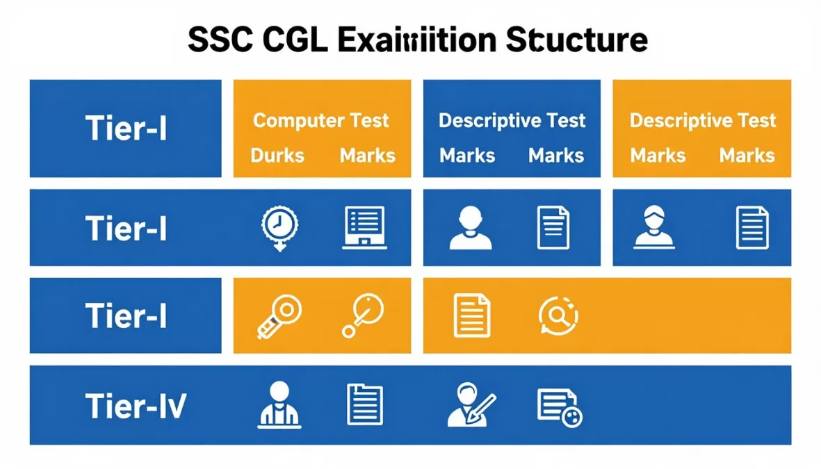 Detailed breakdown of SSC CGL four-tier exam pattern structure