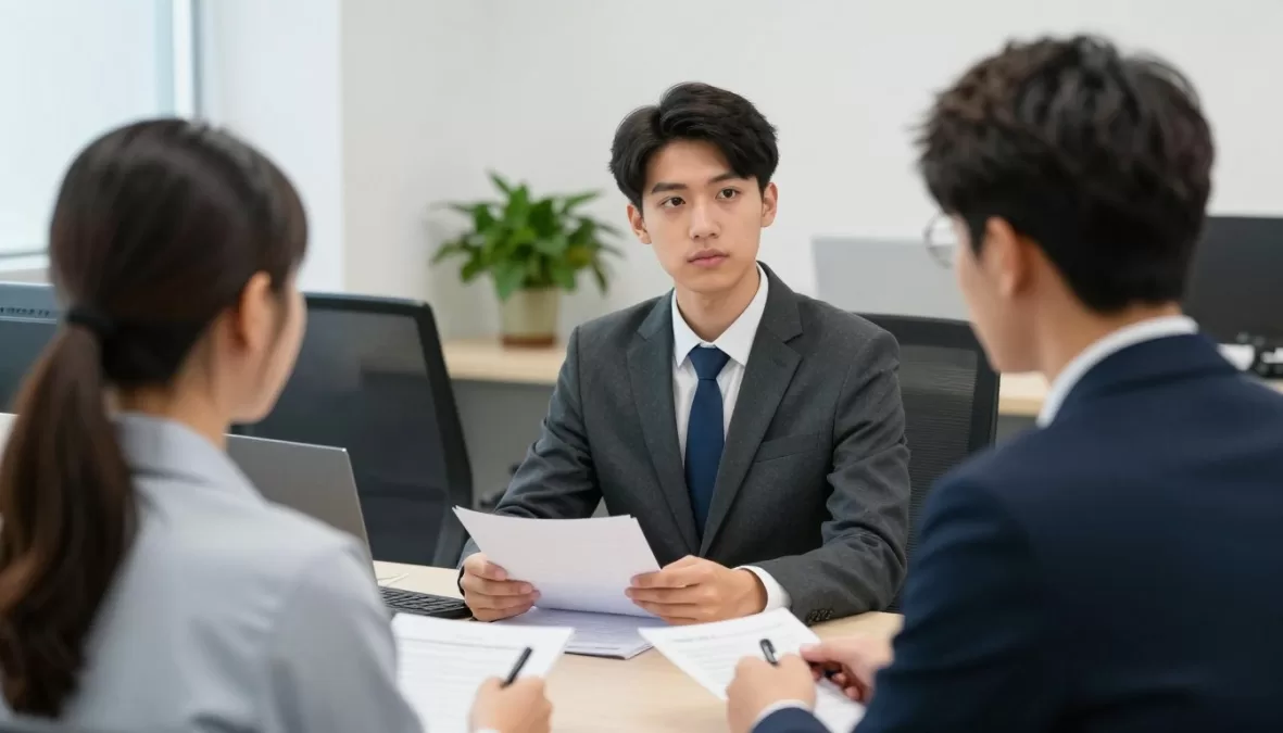 Engineering students in mock interview