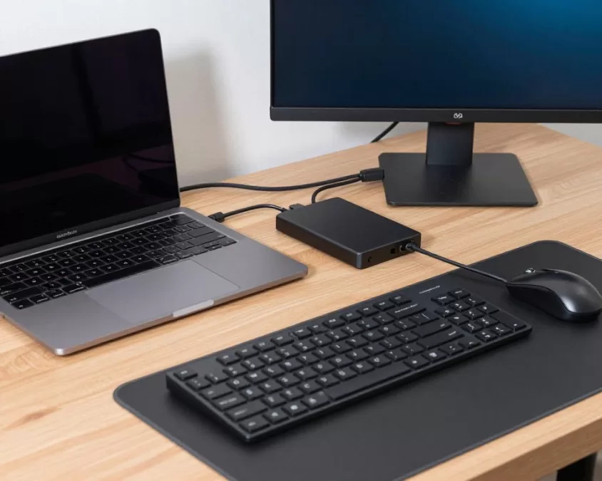 Essential hardware setup for data entry jobs from home including computer and internet equipment