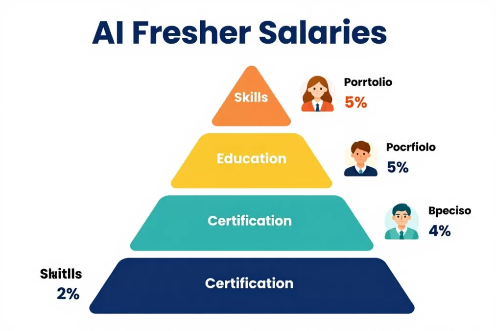 Factors affecting AI fresher salaries shown in importance hierarchy
