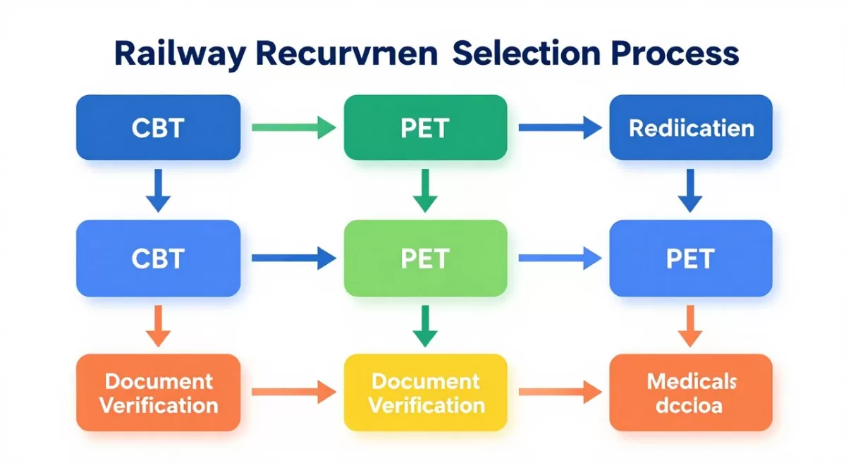Flowchart showing Railway Recruitment selection process stages