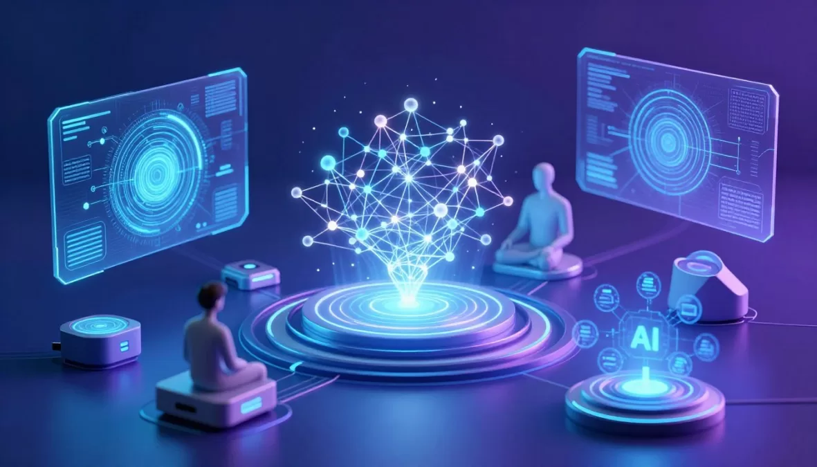Futuristic visualization of emerging AI technologies and career opportunities
