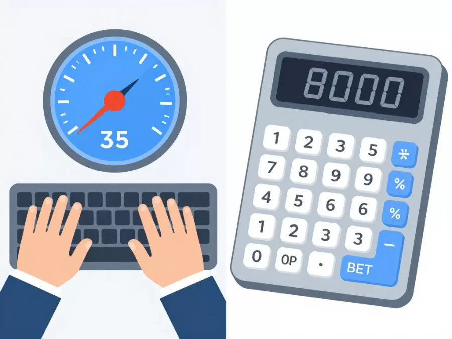 Illustration showing typing test and data entry speed test requirements