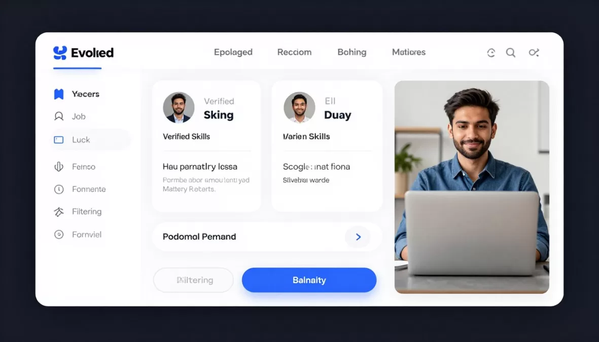 Modern job platform interface showing advanced matching features for data entry workers