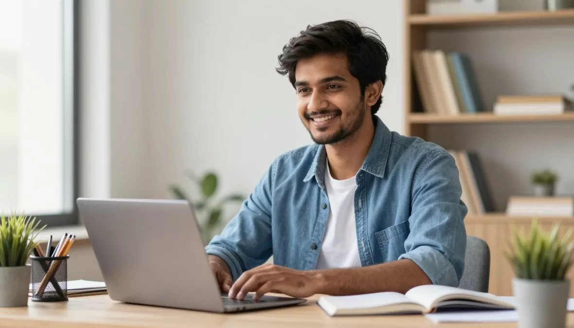 Motivated student ready to start remote work journey