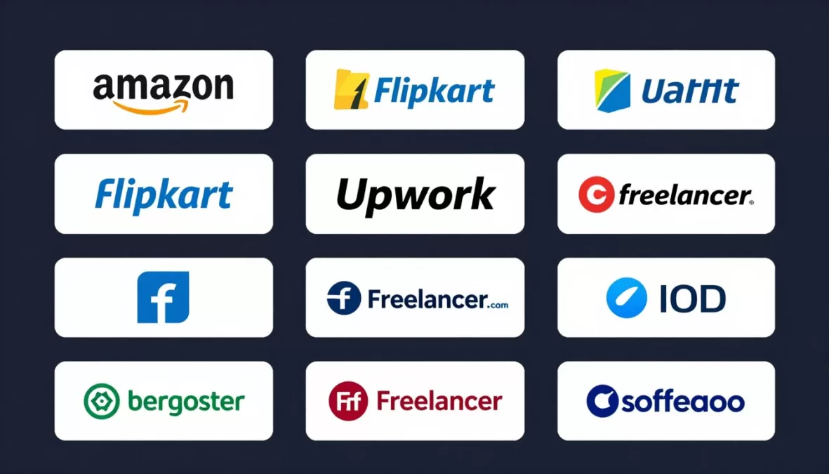 Multiple company logos arranged showing diversity of data entry job opportunities available