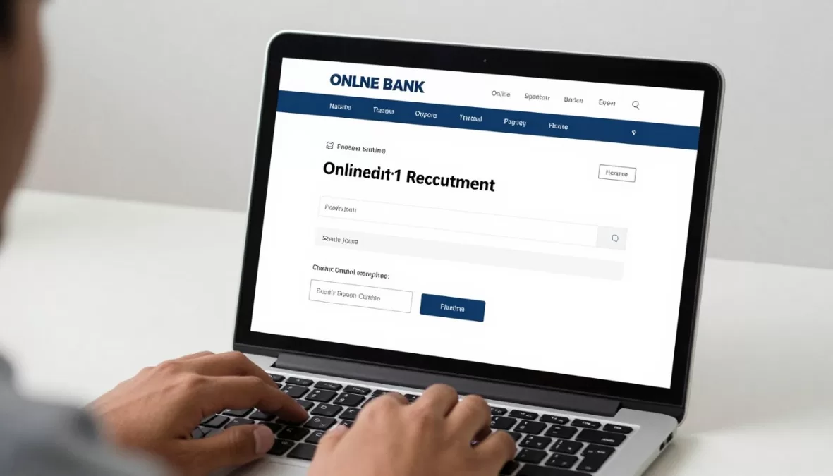 Online bank exam application form on laptop screen
