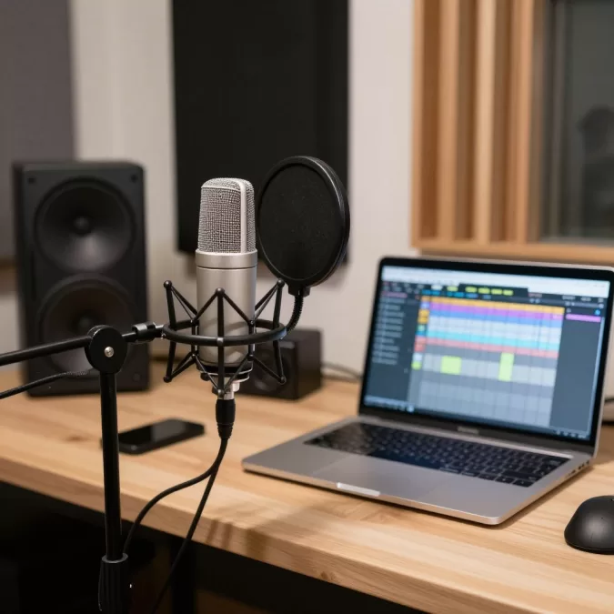 Professional home recording studio setup