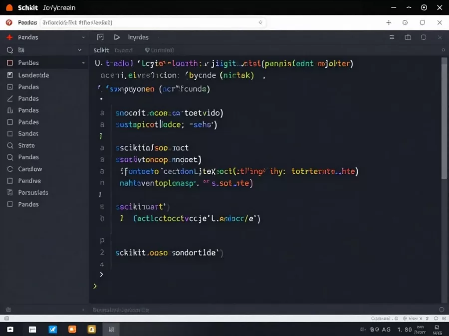 Python code editor showing AI libraries and machine learning implementation Python code editor showing AI libraries and machine learning implementation