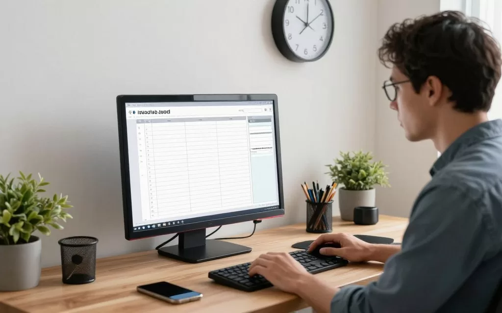 Remote worker demonstrating time management skills with organized task schedule and focus