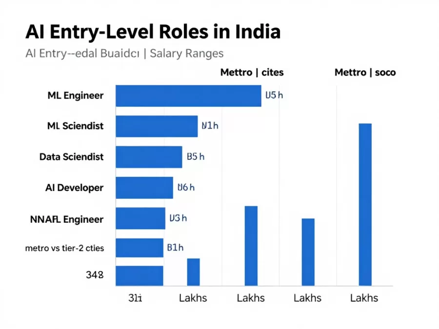 Salary ranges for different AI roles for freshers in Indian job market