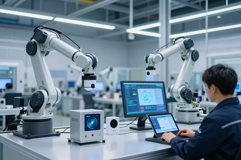 Smart manufacturing facility with AI-powered robotics and quality control