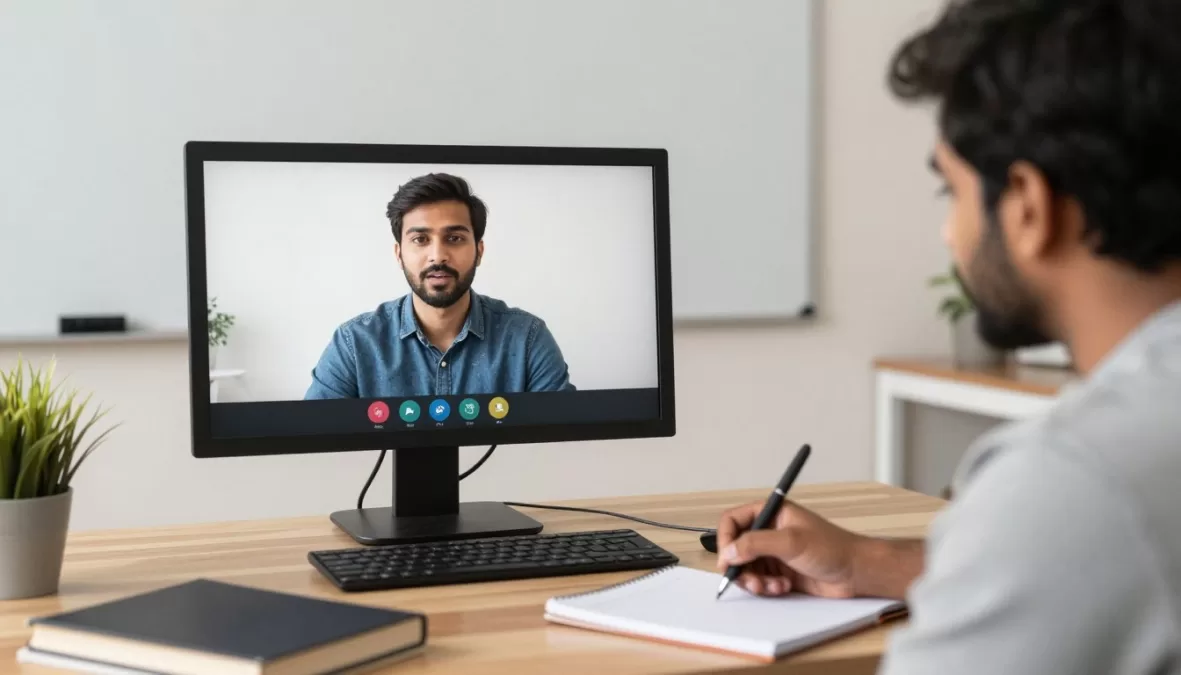 Student providing online coaching session