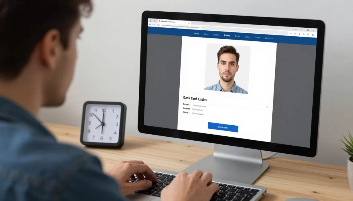 Student taking online mock test on computer