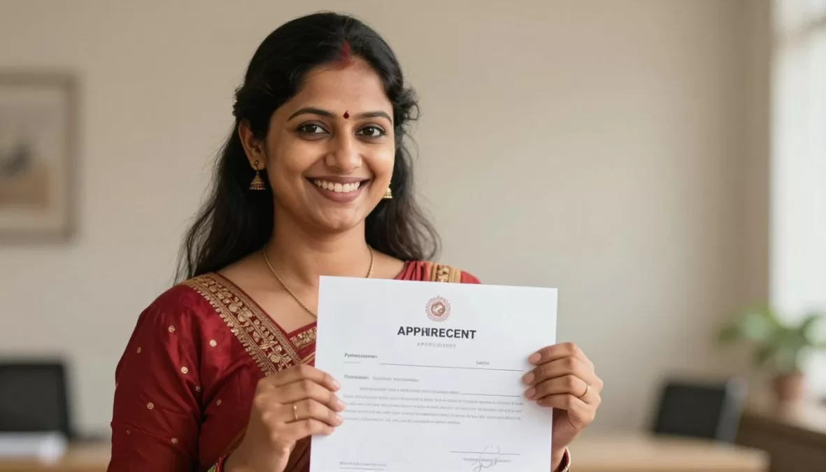 Successful Anganwadi worker with certificate